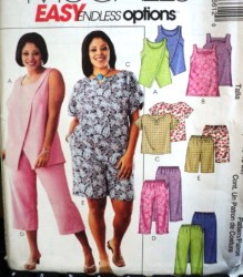3661 MCCALLS EZ MOCK WRAP TUNIC/ SLEEVELESS TOPS, CAPRIS, SHORTS PATTERN 18W-32W choice